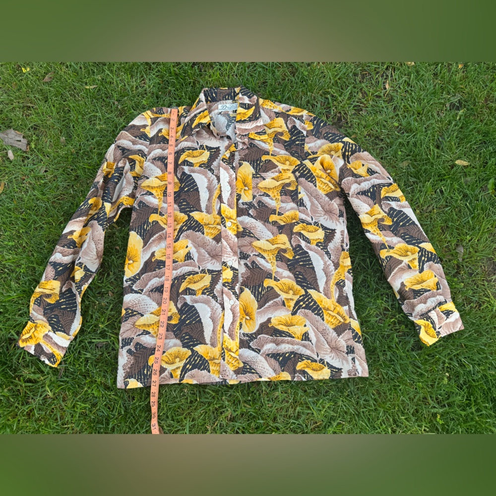 70s Vintage anthurium Disco shirt Sz Lrg - Picture 5 of 6